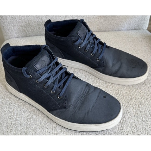 Timberland Lace up Leather Canvas Chukka Mid Shoes Blue A1SF3 Mens US Size 12 - Picture 1 of 16